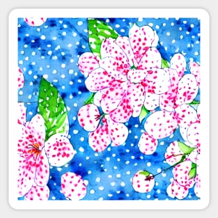 Cherry blossom and polka dots grandmillennial style pattern Sticker